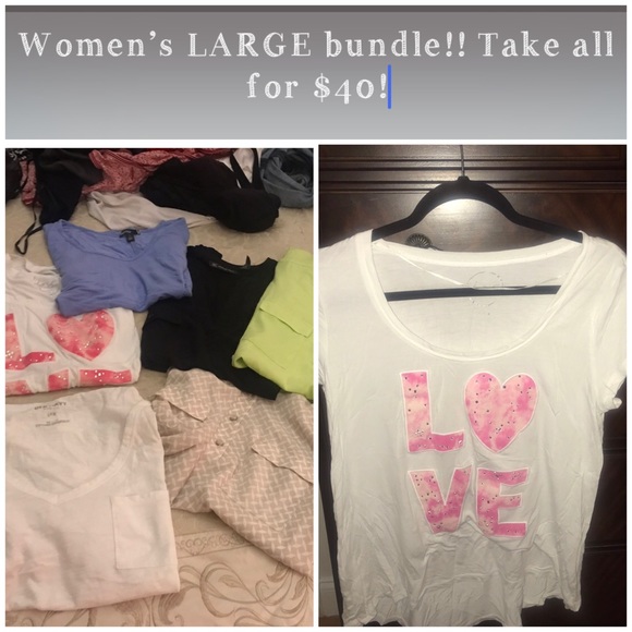 15 size L Tops, 2 dresses, 1 romper & 1 sweater! - Picture 1 of 8